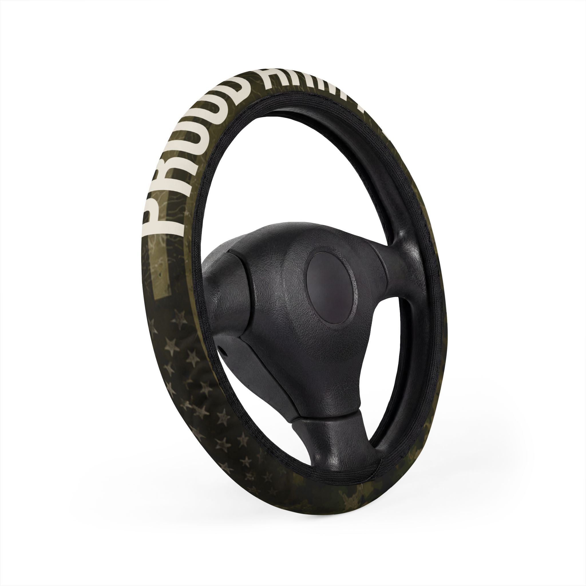 Patriotic Camo Steering Wheel Cover | Army Veteran Style Military Interior Accessory