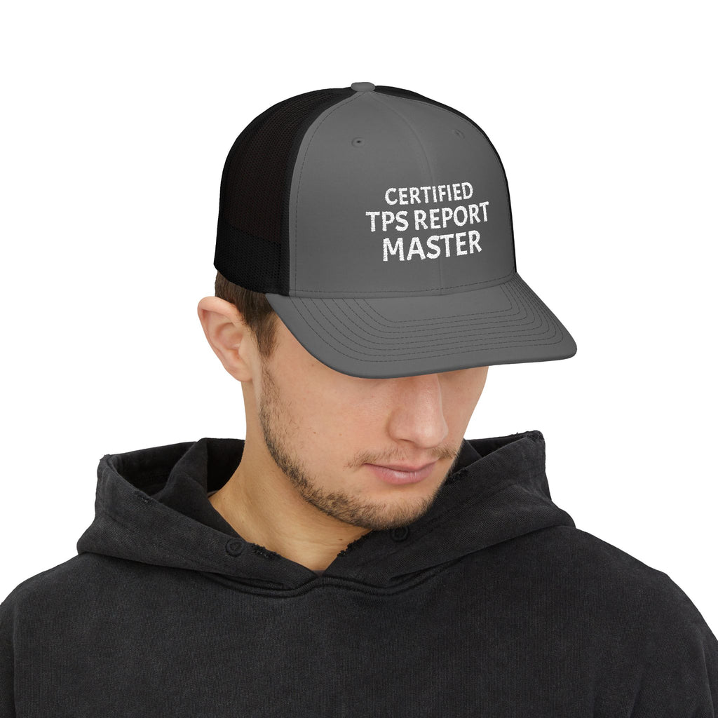 Certified TPS Report Master Trucker Cap – Funny Office Humor Snapback