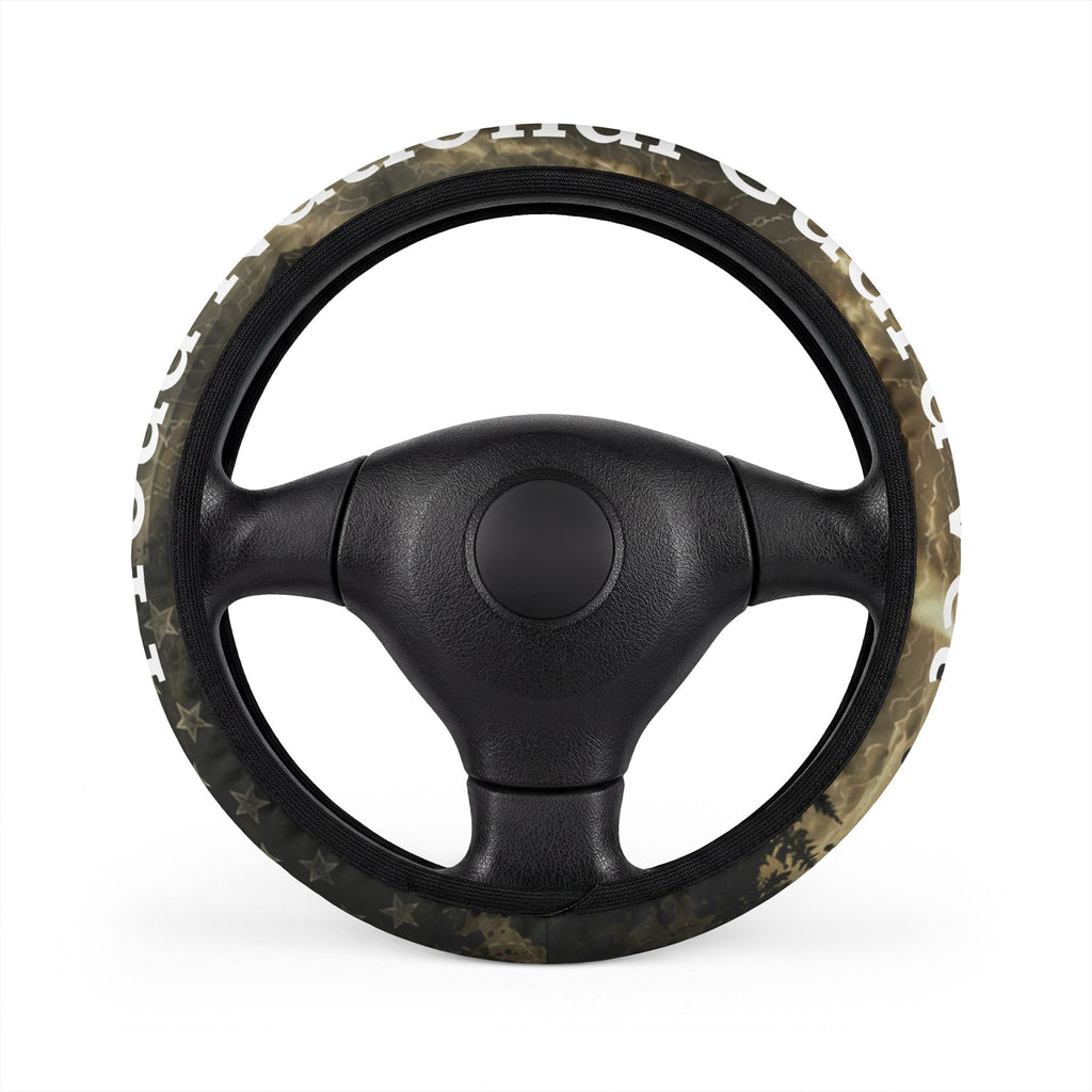 Patriotic Camo Steering Wheel Cover | National Guard Veteran Style Military Interior Accessory
