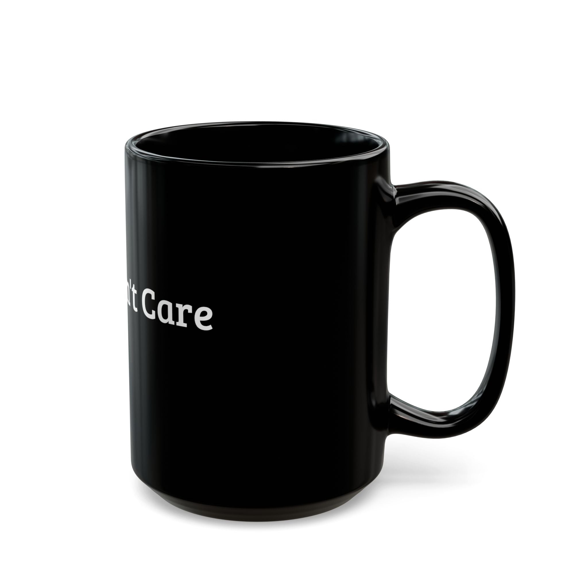 Super Don't Care Black Mug - Minimalistic Mug