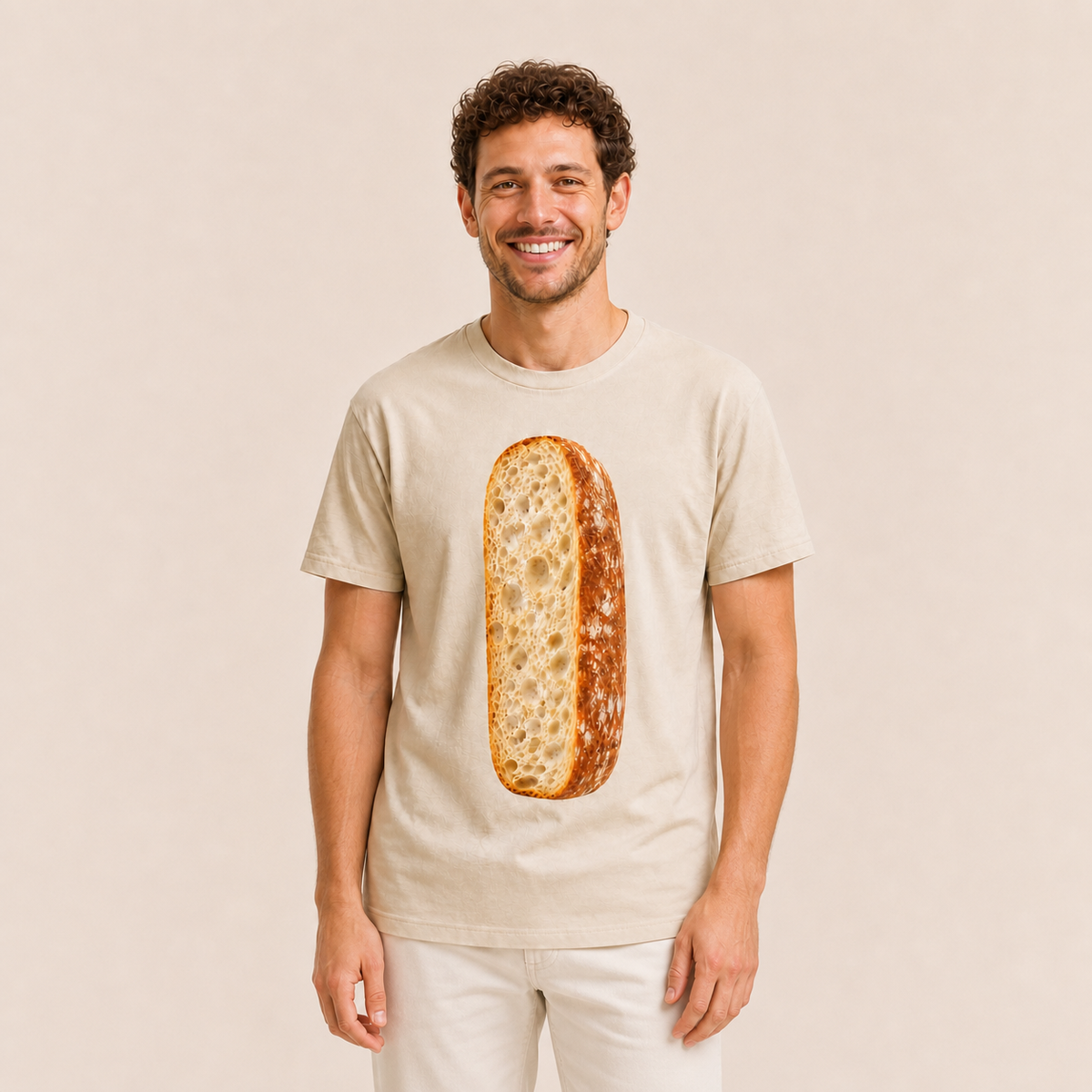 Bottom Ciabatta shirt worn by approved Foodwear actor, front view